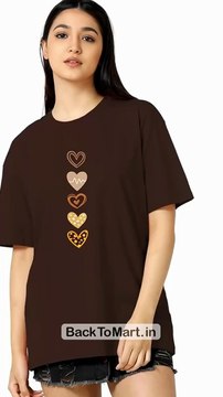 Casual Printed Round Neck, Oversized Longline Drop Shoulder Boho Style T-Shirt