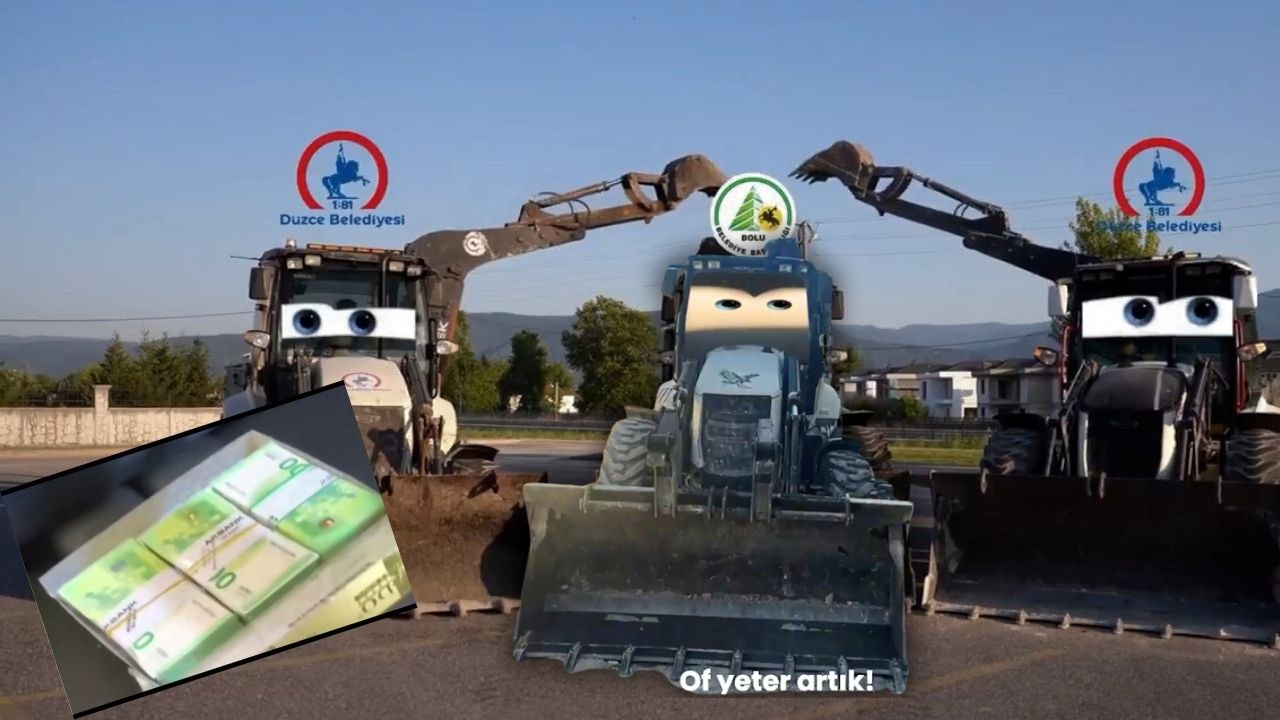 Düzce ve Bolu Belediyeleri arasında "iş makinesi" polemiği: Belediye başkanları sustu iş makineleri konuştu