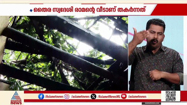 കാസര്‍കോട് വീടിന് മുകളില്‍ മരം വീണ് അപകടം; വീട് ഭാഗീകമായി തകര്‍ന്നു