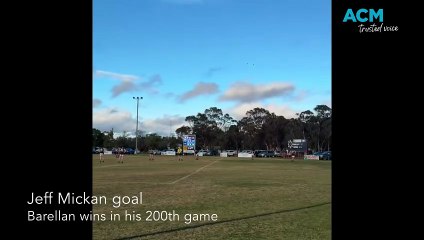 Jeff Mickan celebrates 200th first grade game for Barellan with a goal