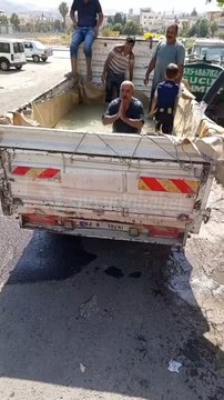 Şanlıurfa’nın Haliliye ilçesinde 50 dereceyi aşan hava sıcaklıklarından bunalan vatandaşlar, ilginç bir yönteme başvurdu. Kamyonetin kasasını suyla dolduran vatandaşlar, buzdolabı yerine kamyon kasasında serinlemeyi tercih etti.