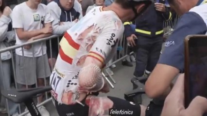 Así de magullado llegó Iván Romeo a meta