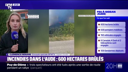 Incendie dans l'Aude: 600 hectares brûlés, 2 pompiers hospitalisés