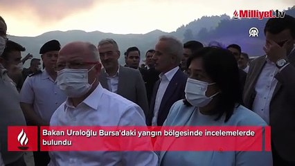 Bakan Uraloğlu Bursa'daki yangın bölgesinde incelemelerde bulundu