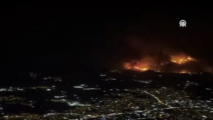 Orman yangınıyla mücadele eden Bursa havadan görüntülendi