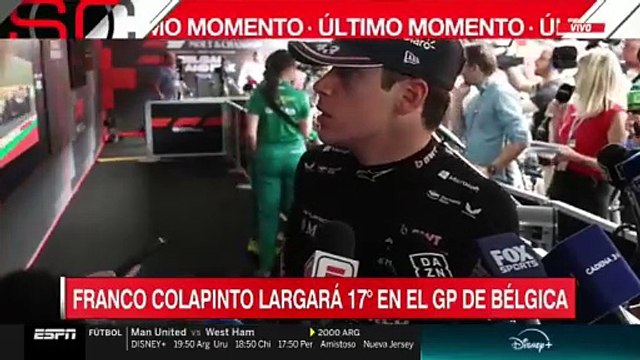 Colapinto, tras la clasificación del GP de Bélgica: Me sentí mejor