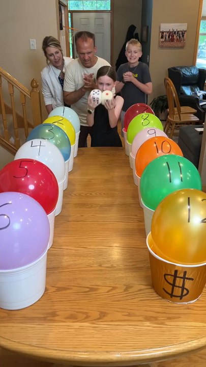 Balloon Pop Dice Roll Game 🎈Dad and family roll the giant dice to see what balloon to pop for some fun prizes. A great family game!