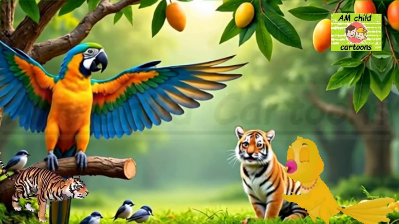 Five Little Sparrows and the Baby Tigerپانچ چڑیاں اور ننھا شیر Bedtime Stories l #am_child_cartoons