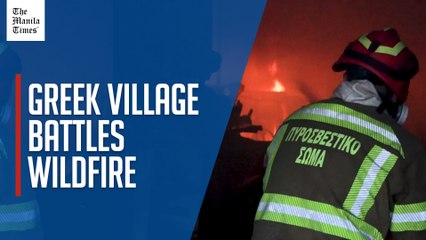Firefighters battle wildfire in the Greek village of Kryoneri