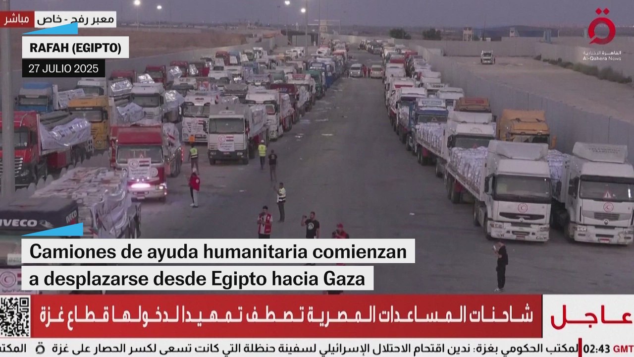 Camiones de ayuda humanitaria comienzan a desplazarse desde Egipto hacia Gaza