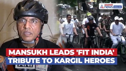 Mansukh Mandaviya Cycles With Army To Honour Kargil Heroes