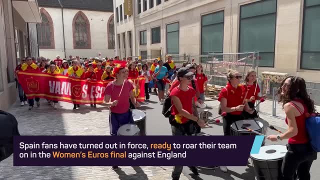 Spain fans take over Basel ahead of the Euros final