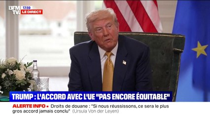 Donald Trump sur la probabilité d'un accord commercial avec l'UE: "Je dirais 50/50, une chance sur deux de conclure un accord"