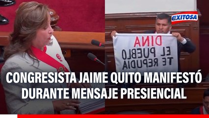 Congresistas interrumpen mensaje a la Nación y lucen bandera contra Dina Boluarte: "El pueblo te repudia"