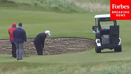 Supporters Tell Trump 'Don't Trust Starmer' As He Plays 2nd Round Of Golf During Visit To UK