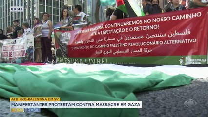 Manifestantes fazem ato em SP pró-Palestina e contra massacre em Gaza