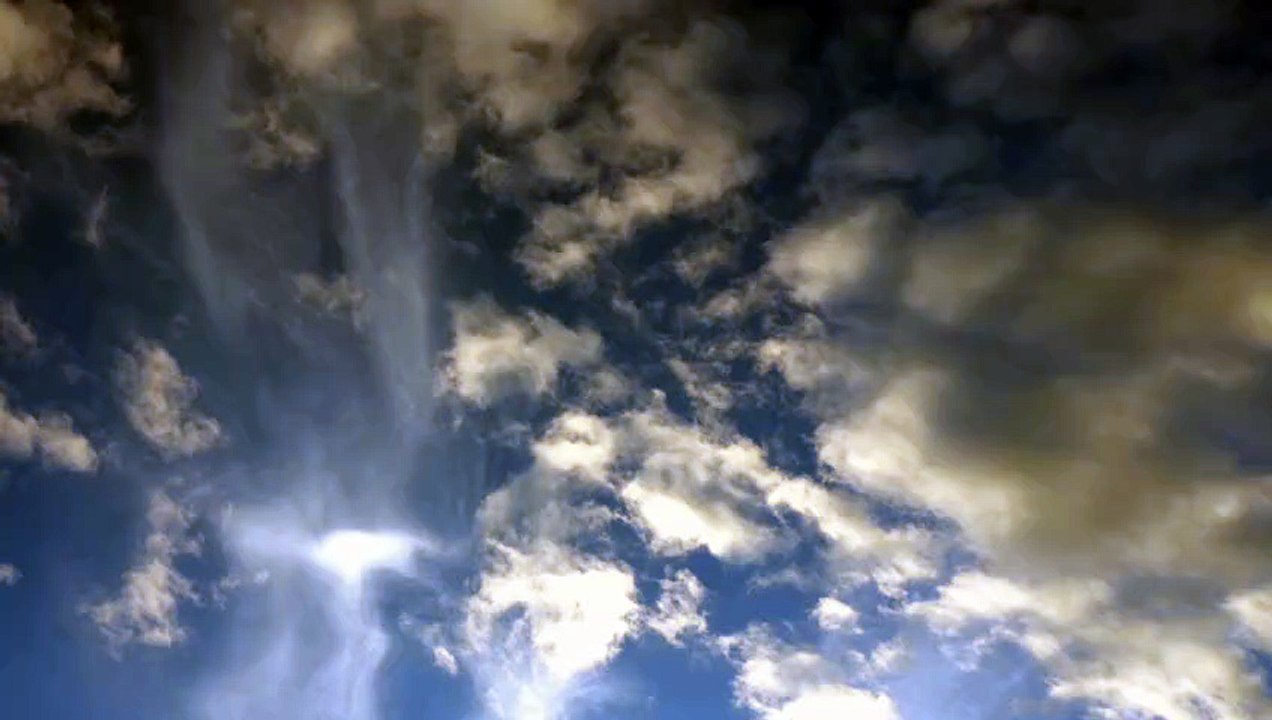 clouds flying on blue sky, timelaps