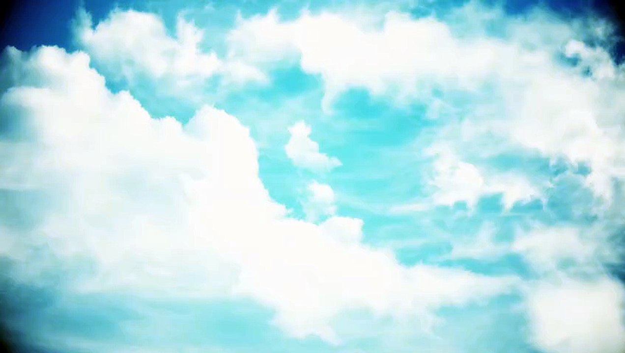 beautiful blue sky with fluffy clouds