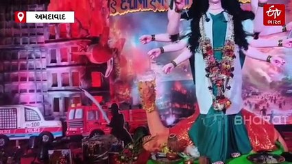 અમદાવાદમાં દશા માનો અનોખો પંડાલ: વિમાન દુર્ઘટનાને યાદ કરી, ડોક્ટરો અને સૈનિકોનું સન્માન