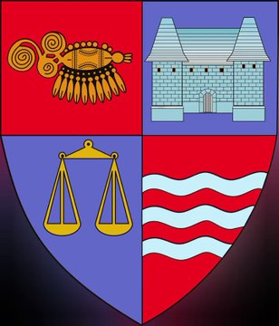 Coat of Arms of Mures County. Lambang Kebesaran Kabupaten Mures. Stema Județului Mureș. Armoiries du comté de Mureș. Brasão do Condado de Mureș. Escudo de armas del condado de Mureș. Stemma della contea di Mureș. Wappen des Kreises Mureș. ムレシュ県の紋章