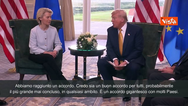 Dazi, Trump: L'Ue acquisterà 750 mld di dollari di energia e investirà 600 mld in Usa