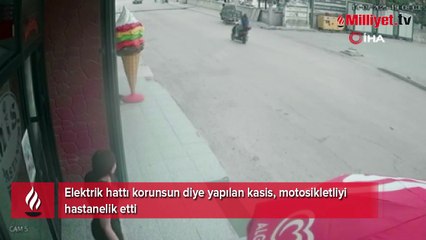 Elektrik hattı korunsun diye yapılan kasis, motosikletliyi hastanelik etti