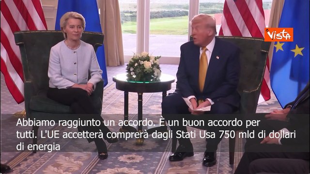 Trump in Scozia: Raggiunto accordo con Ue, dazi al 15%