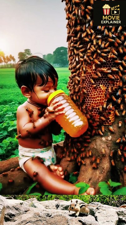 innocent baby covered in honey comb like huge bees saved by rescue team #humanity #kidsshorts