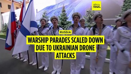 Russia scales down celebrations honoring its navy as Ukraine launches more drone attacks
