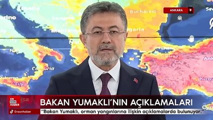 "Bakan Yumaklı, orman yangınlarına ilişkin açıklamalarda bulunuyor."