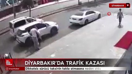 Diyarbakır’da dikkatsiz sürücü taksinin takla atmasına neden oldu