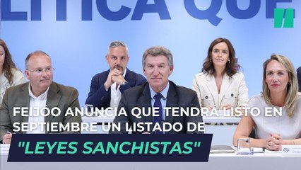 Feijóo anuncia que tendrá listo en septiembre un listado de "leyes sanchistas" para derogar y cambiar