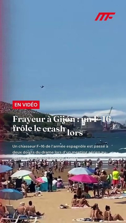 🇪🇸✈️🏖️ FLASH – Frayeur à Gijón : un F-16 frôle le crash lors d’un meeting aérien Un chasseur F-16 de l’armée espagnole est passé à deux doigts du drame lors d’un meeting aérien au-dessus d’une plage bondée à Gijón 😱🔥