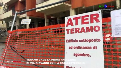 TERAMO, CADE LA PRIMA PALAZZINA DI VIA GIOVANNI XXIII A COLLEATTERRATO