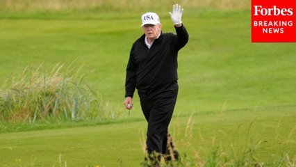 Trump Golfs During Visit To His Turnberry Golf Course In Scotland
