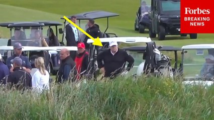 Cameras Capture Trump And His Team Play Golf At His Trump Turnberry Resort In Scotland