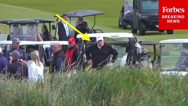 Cameras Capture Trump And His Team Play Golf At His Trump Turnberry Resort In Scotland