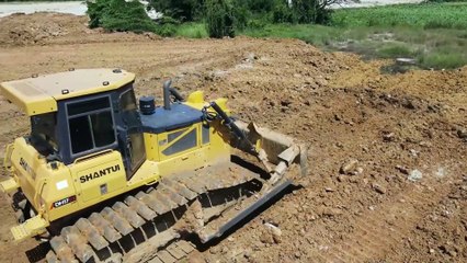Best Project! Fantastic Activity Bulldozer SHANTUI and KOMATSU D58P Cooperation Pushing Soil Refill