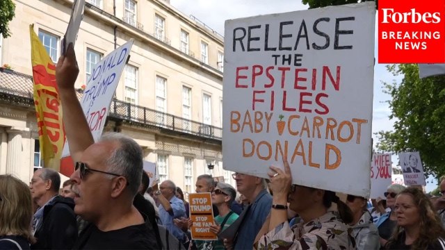 Protestors Gather Outside The U.S. Consulate In Edinburgh, Scotland, In Protest Of Trump's Arrival