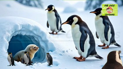 پانچ ننھے پینگوئنوں کی برفانی سرزمین میں مہم Title: Five Little Penguins in the Snowy Land #am_child_cartoons