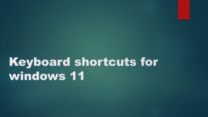 Keyboard Shortcuts For Windows 11