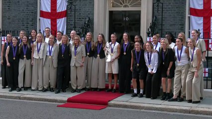 The Lionesses arrive at Downing Street after their Euros win