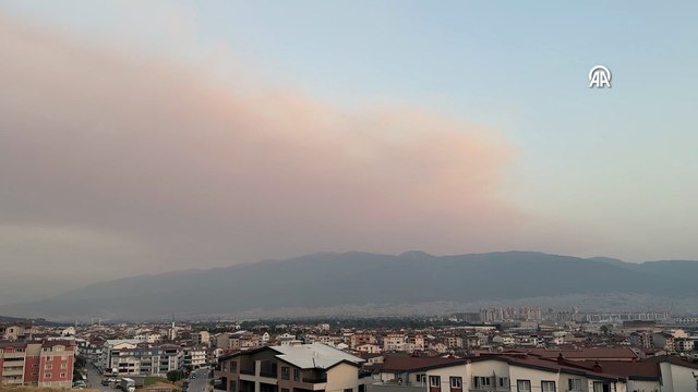 Bursa\'nın Orhaneli-Harmancık hattındaki orman yangınının dumanı kent semalarına ulaştı