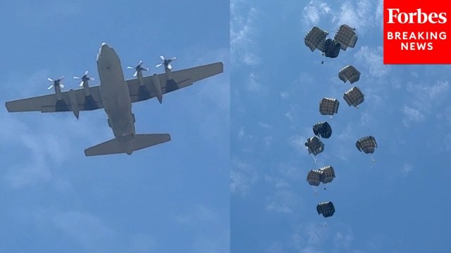 An Emirati Plane Airdrops Aid Over Gaza Amid Humanitarian Crisis