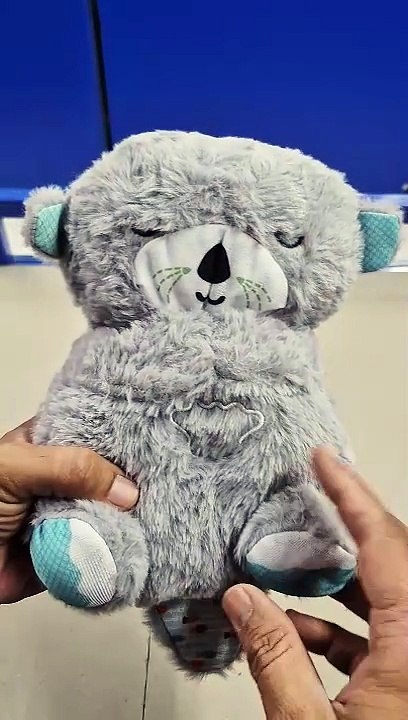 Unboxing and Review of Breathing Teddy Bear Otter Glowing Music for Baby Sensory Sleep Lights Rhythmic Soft Toy Simulation Plush Sound Machine