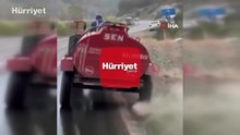 Bursa'da dayanışmanın en güzel görüntüleri...Yangına jant üzerinde gitti!