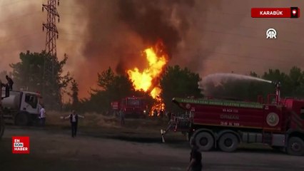 Karabük’te orman yangınına karadan ve havadan müdahale ediliyor