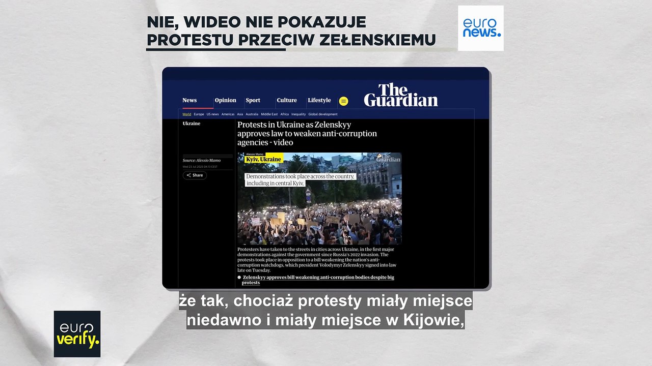 Nie, nagranie nie pokazuje protestu przeciwko Zełenskiemu w sprawie postępowania w związku z Rosją