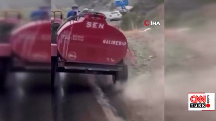 Sanal medya Bursa Harmancık'taki bu görüntüyü konuşuyor: Yangına jant üzerinde gitti