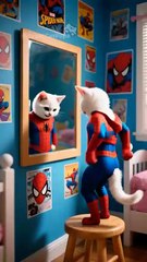 🕷🐱🔥This Time, He Wasn’t Imitating a Hero—He Became One#kittenhero #spidermanfan #catanimation